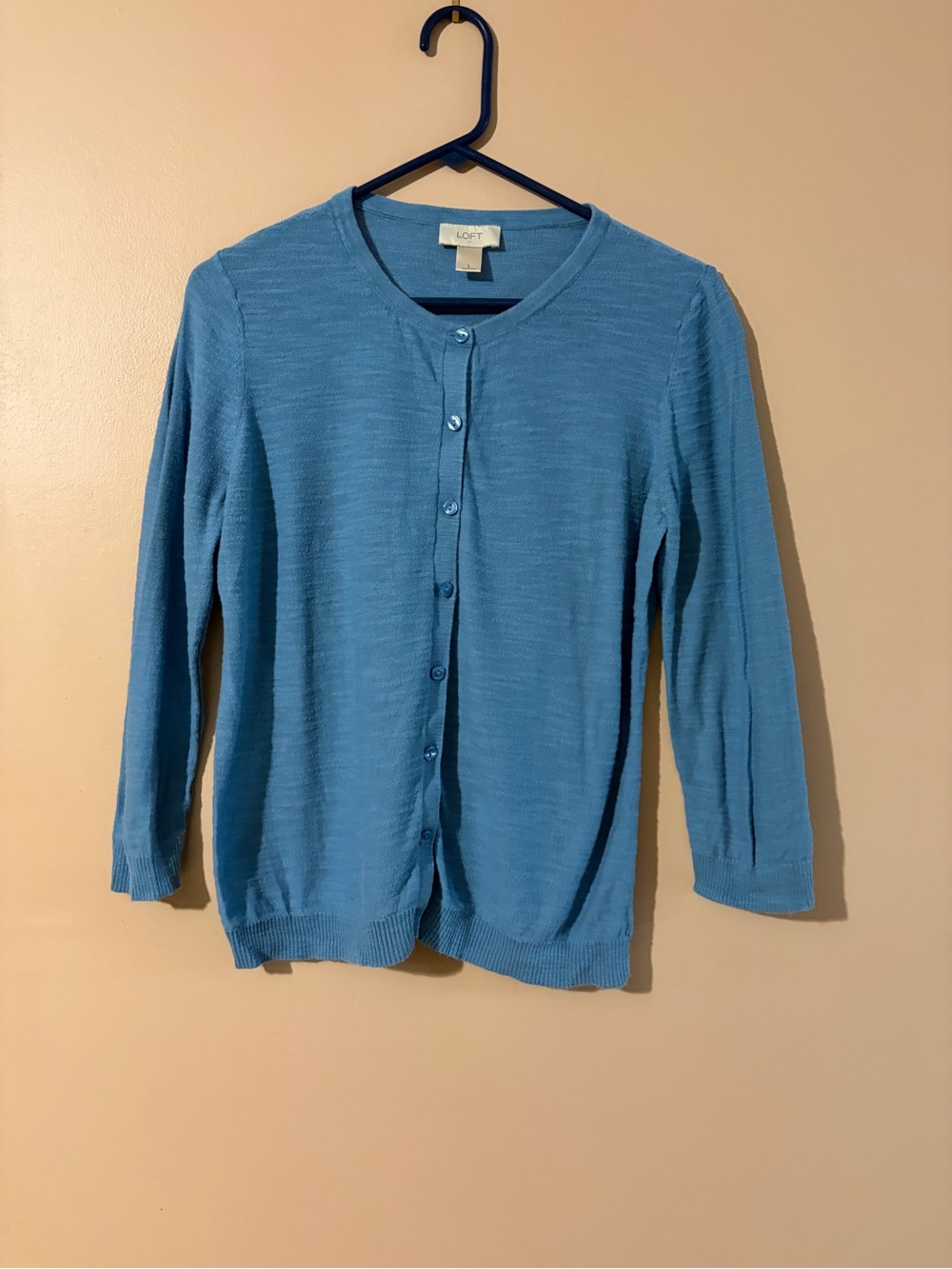 LOFT Teal Blue Button-Front Lightweight Cardigan